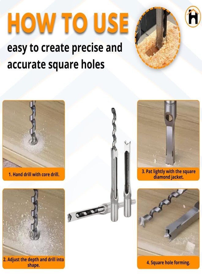 Homdum 1/2inch Square hole drill bits wood mortising chisel for Woodworking, Auger Tool Mortise drill bit drilling dia 12 mm. - Image 5